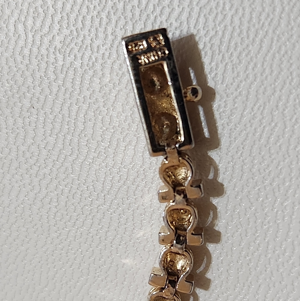 Vintage Gold Tone Sterling Silver Tennis Bracelet - Picture 4 of 11